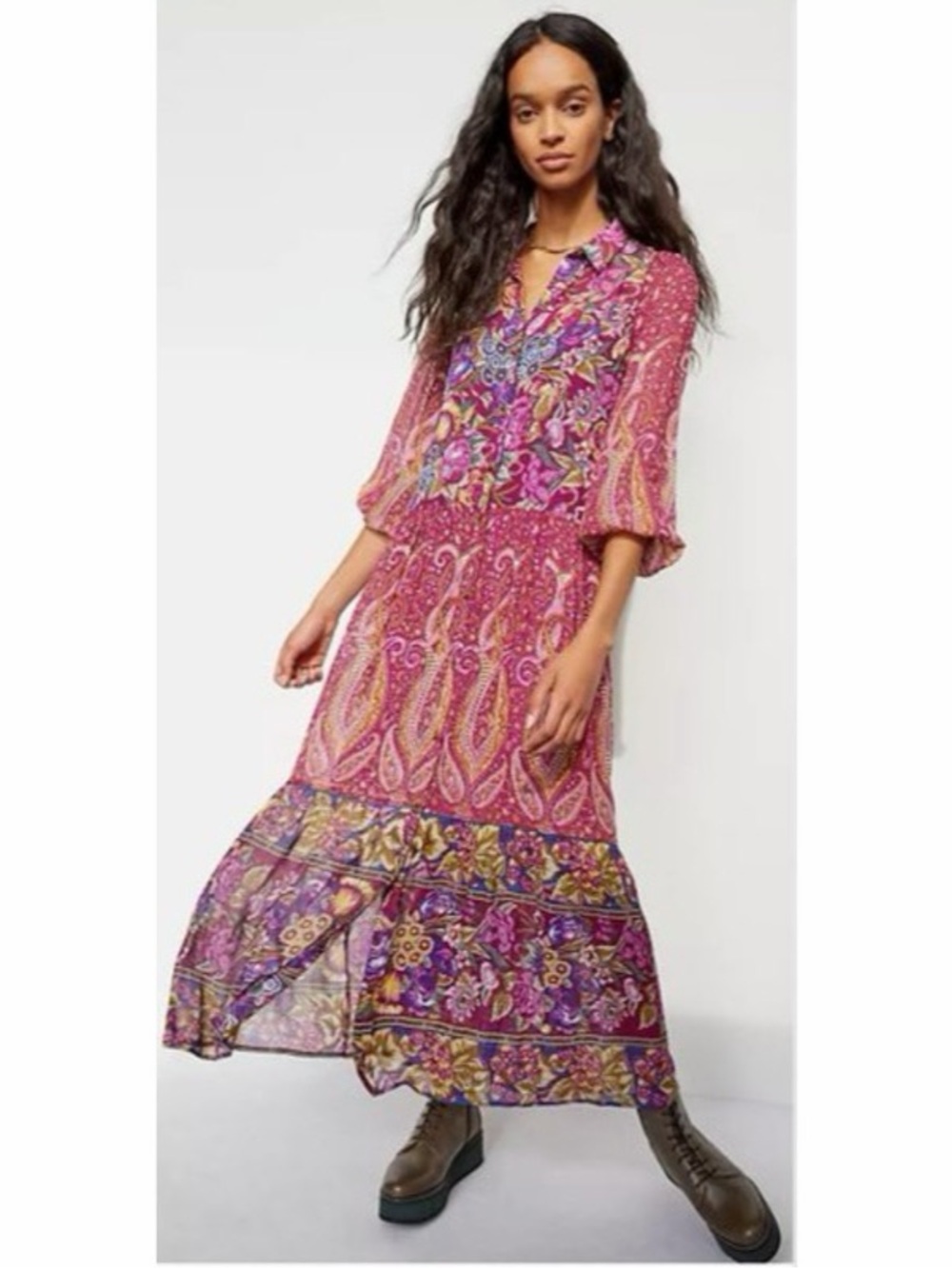 Anthropologie Abstract Shirtdress with under slip dress. Size: Small.
